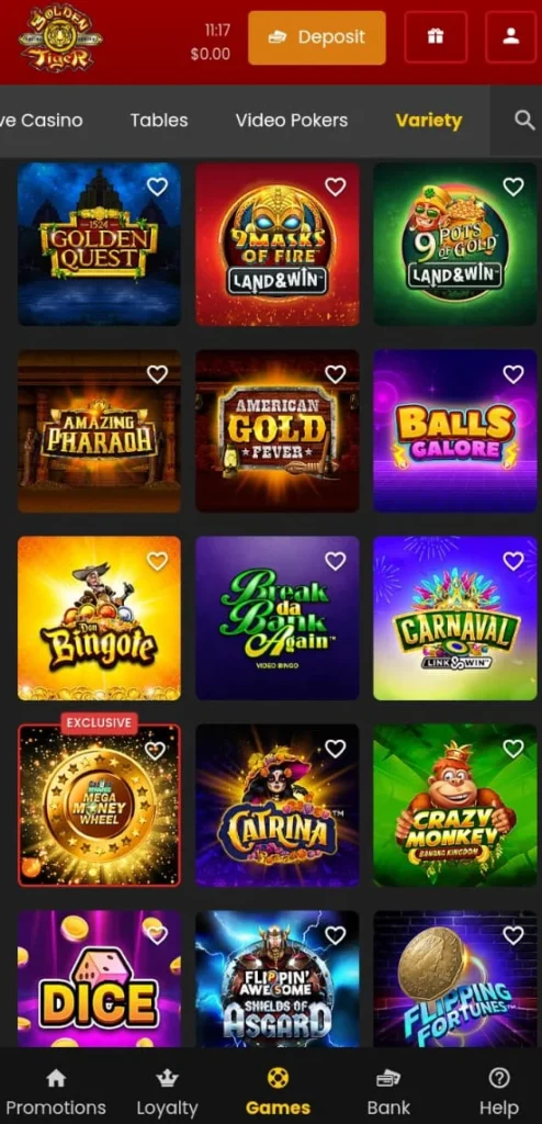 golden tiger casino play slots